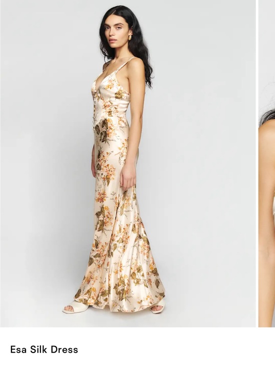 Reformation Dresses & Skirts - Reformation Esa Silk Champagne Floral Slip Maxi Dress